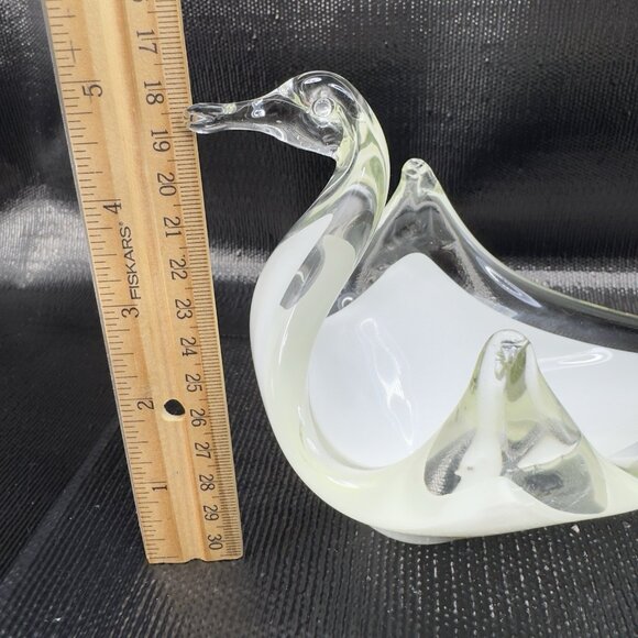 Vintage Venetian Art Glass Duck Bird Bowl Dish Candy Holder Container White VTG - Picture 3 of 14